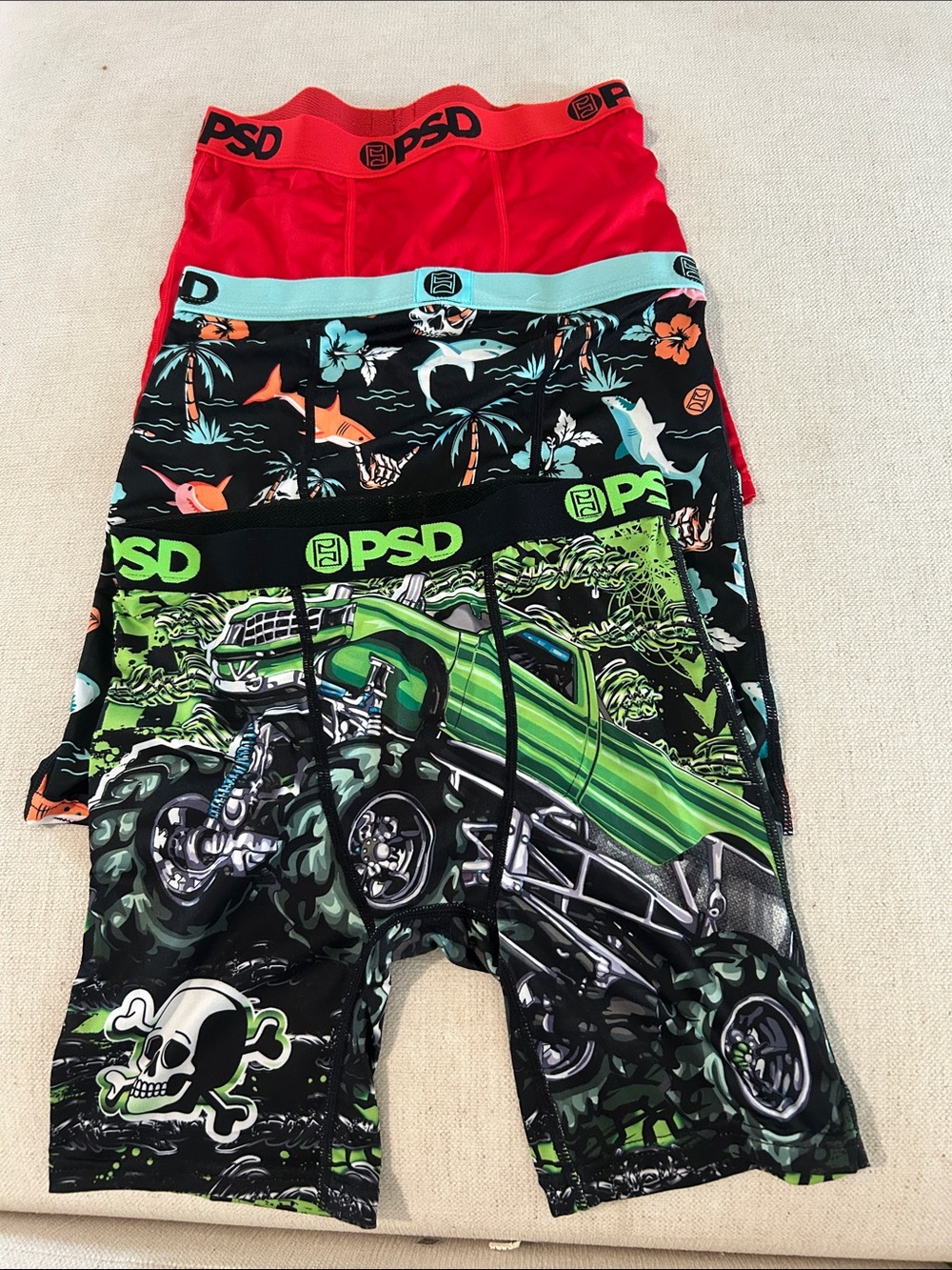 PSD YOUTH BUNDLE OF THREE BOXER BRIEFS, SIZE LARGE, NWOT